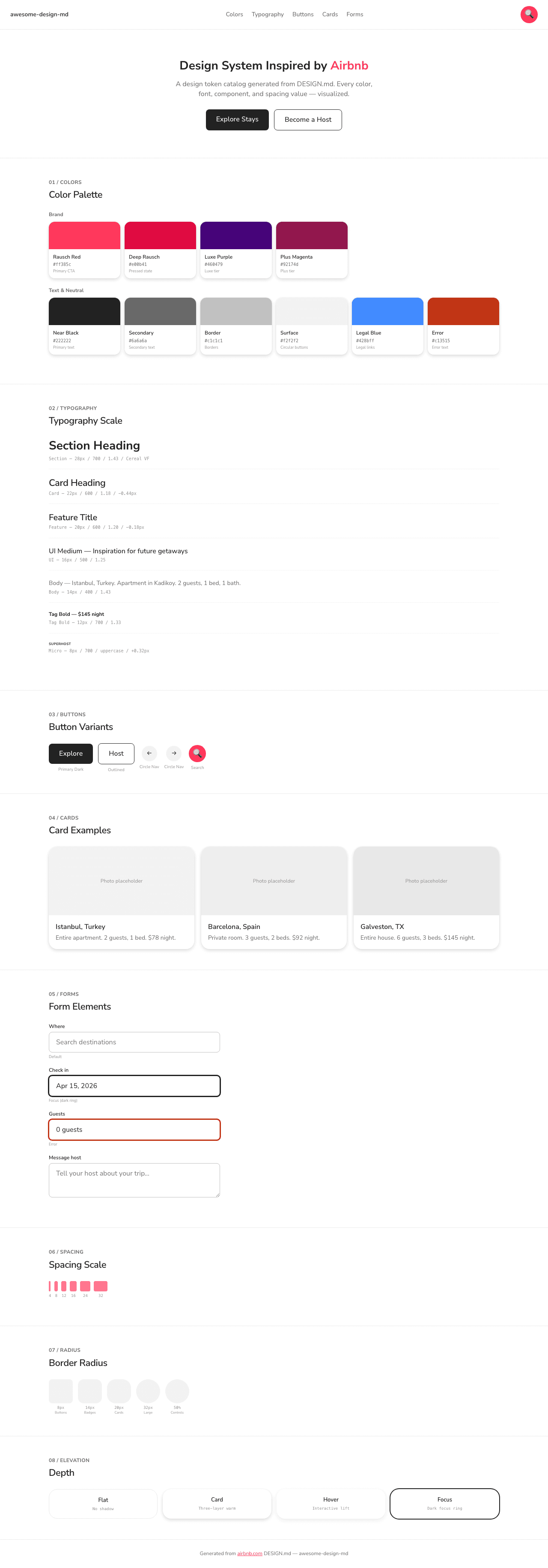 Airbnb Design System — Light Mode